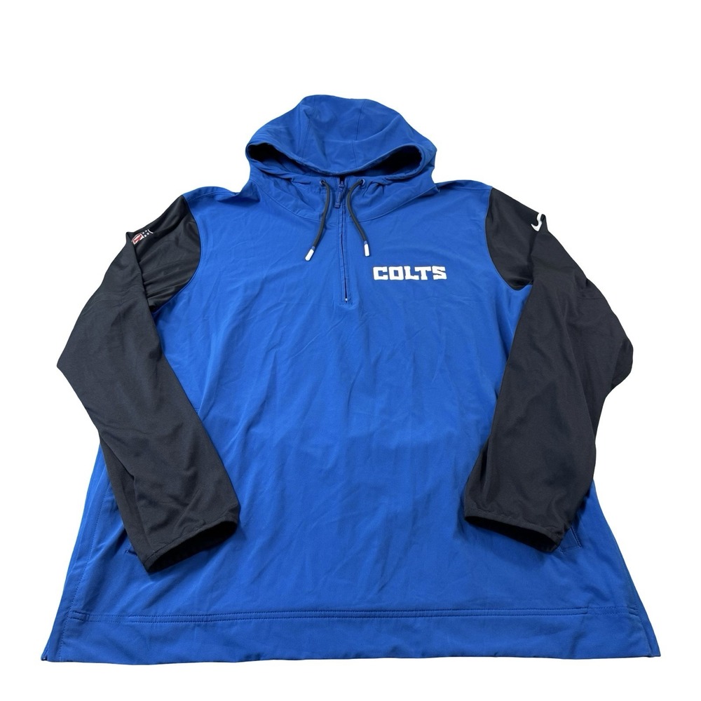 Nike Indianapolis Colts Player Issued Half Zip Hooded Jacket Mens XL Blue NFL